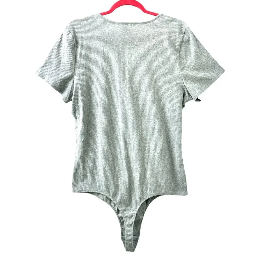 Jenni Intimates Classics Women's Square Neck Ribbed Gray Bodysuit - Picture 3 of 6